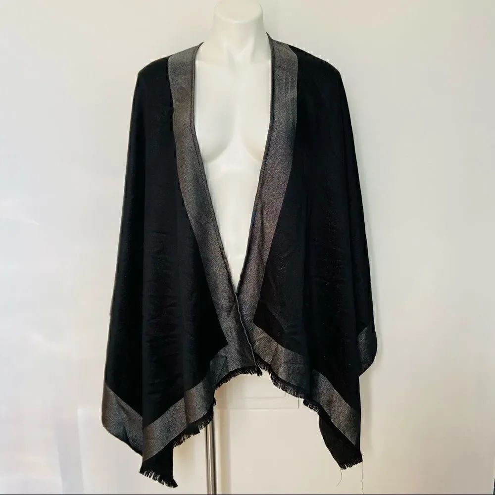 CK Metallic Knit Poncho Scarf Wrap